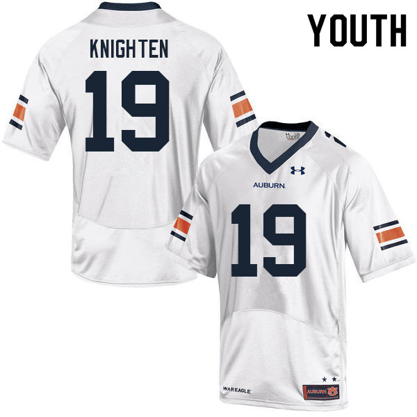 Youth Auburn Tigers #19 Bydarrius Knighten White 2021 College Stitched Football Jersey